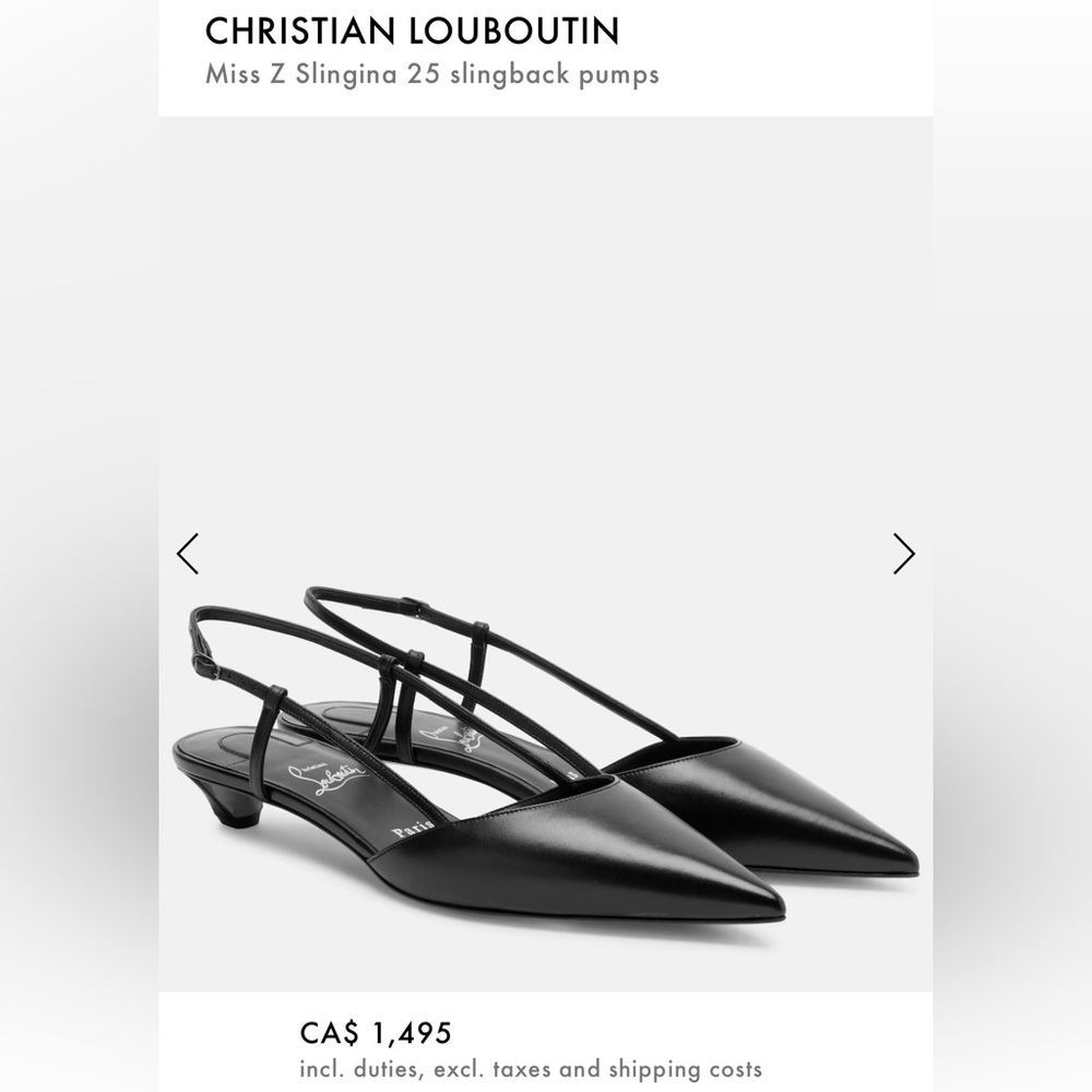 Christian Louboutin Black Pointed Leather Slingback Flats